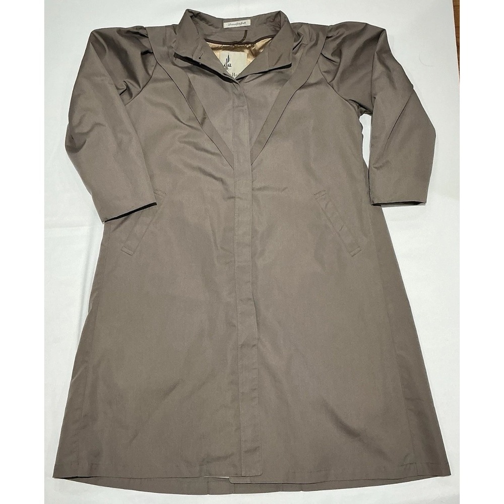 Misty Harbor Trench Coat Womens 14 Brown Vintage USA Removable Liner Preppy